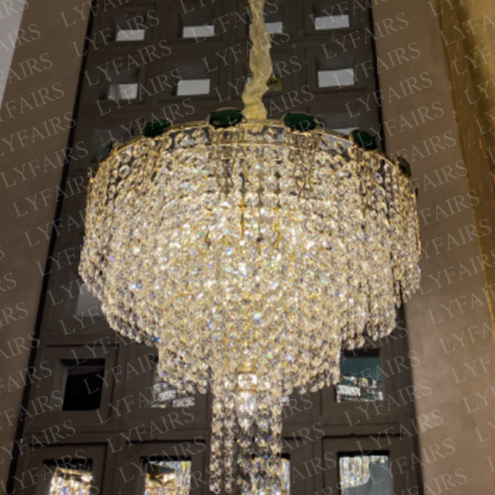 Luxury Multi-tier Jade Crystal Chandelier for Living Room/Staircase/Foyer