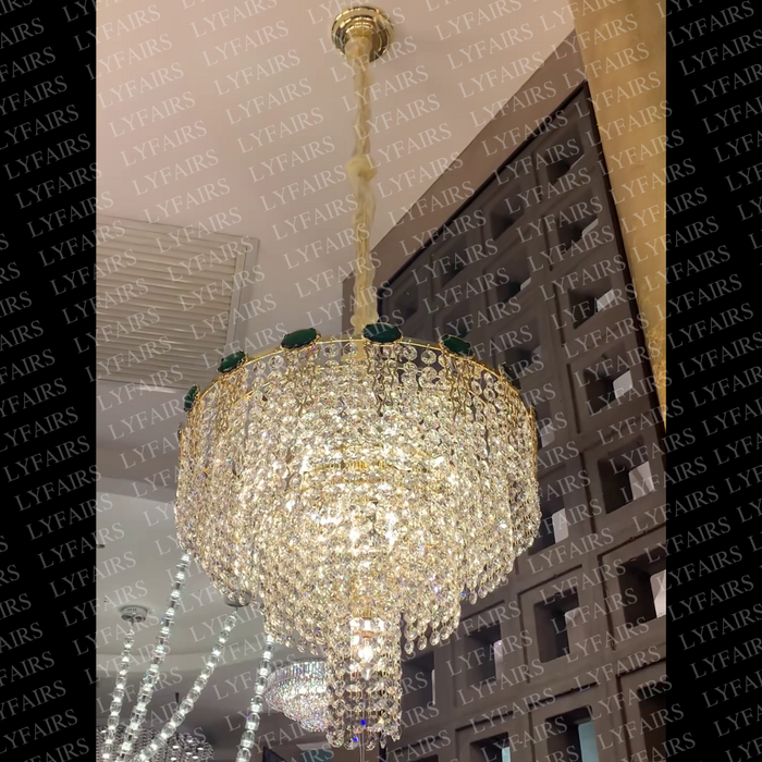 Luxury Multi-tier Jade Crystal Chandelier for Living Room/Staircase/Foyer