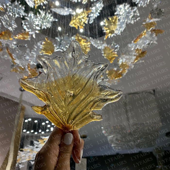 Modern Floating Maple Leaf Glass Chandelier for Living Room/Bedroom/Bathroom