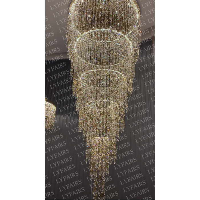 Modern Round 5-Layer Crystal Tassel Chandelier for Villa/Staircase/Foyer/Living Room