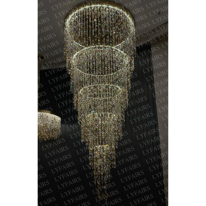 Modern Round 5-Layer Crystal Tassel Chandelier for Villa/Staircase/Foyer/Living Room