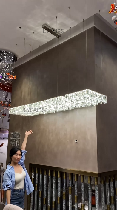 Modern Round Gear/Rectangular Mazes Crystal Chandelier for Low-ceiling