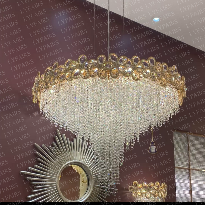 Modern Flower Crystal Tassel Chandelier for Living Room/Dining Room