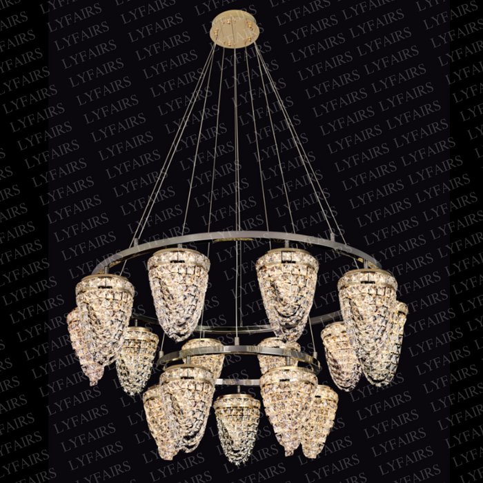 Modern Light Luxury 2-Tier Conch Crystal Chandelier