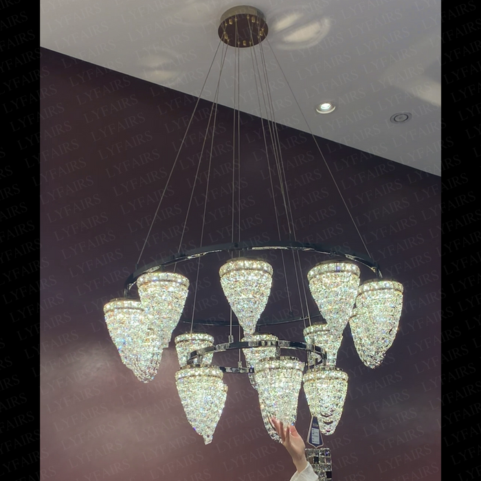 Modern Light Luxury 2-Tier Conch Crystal Chandelier