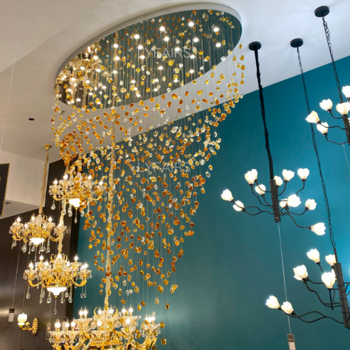 Modern Floating Glass Stone Chandelier for Hotel/Restaurant/High-ceiling