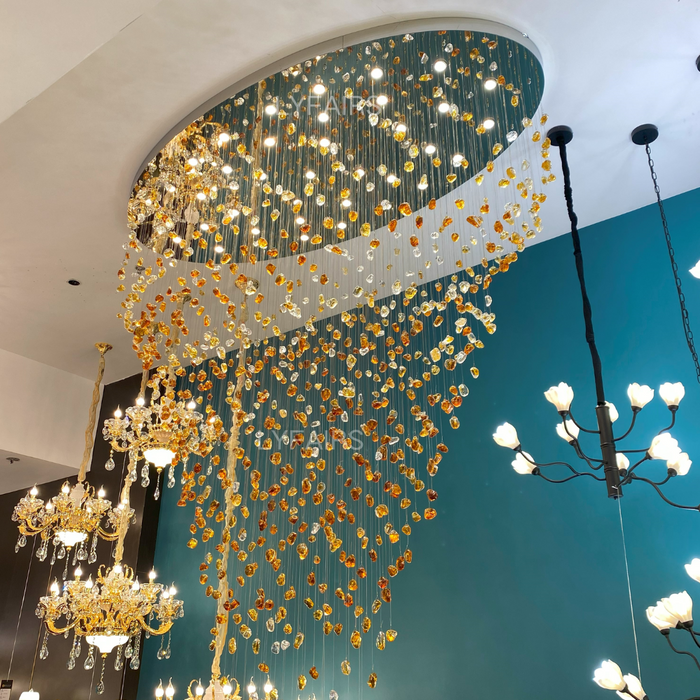 Modern Floating Glass Stone Chandelier for Hotel/Restaurant/High-ceiling