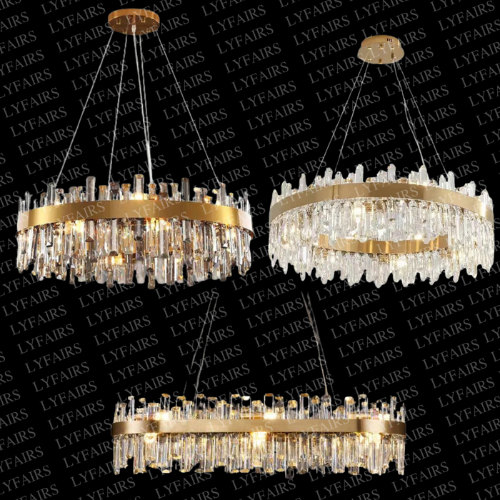 Round Ring Crystal Chandelier Luxury Modern Ceiling Fixtures Light For Living And Dining Room