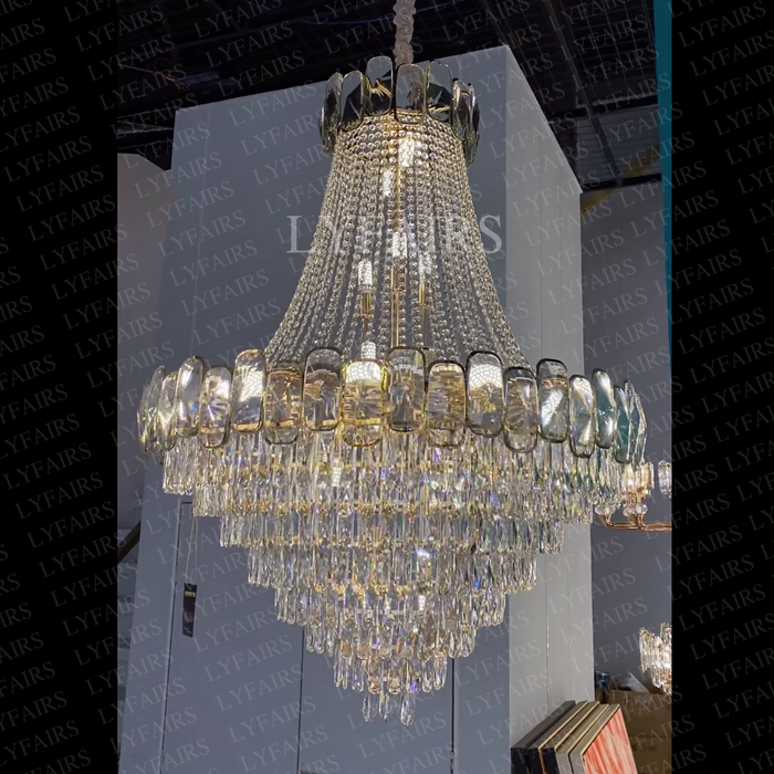 Luxury Funnel Crystal Chandelier for High-ceiling