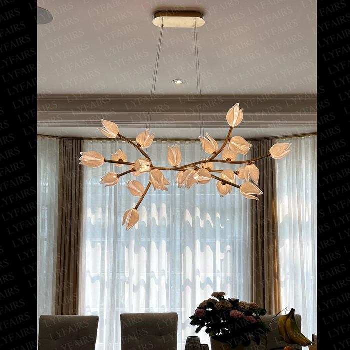 Modern Art Linear Flower Glass Chandelier for Dining Room