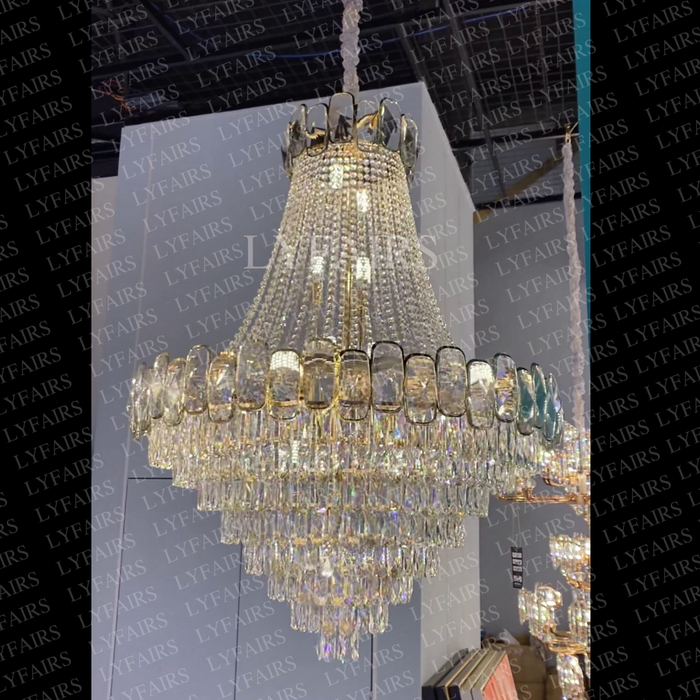 Luxury Funnel Crystal Chandelier for High-ceiling