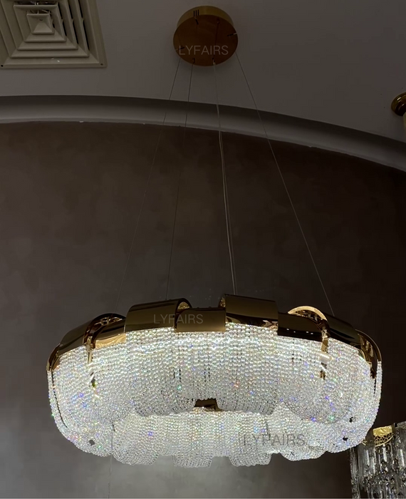 Modern Round  Donut Crystal Chandelier for Low-ceiling