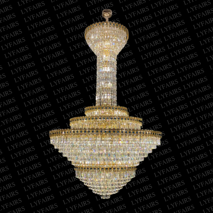 Luxury Extra Large Conical Funnel Crystal Chandelier with Sapphire for High-celling