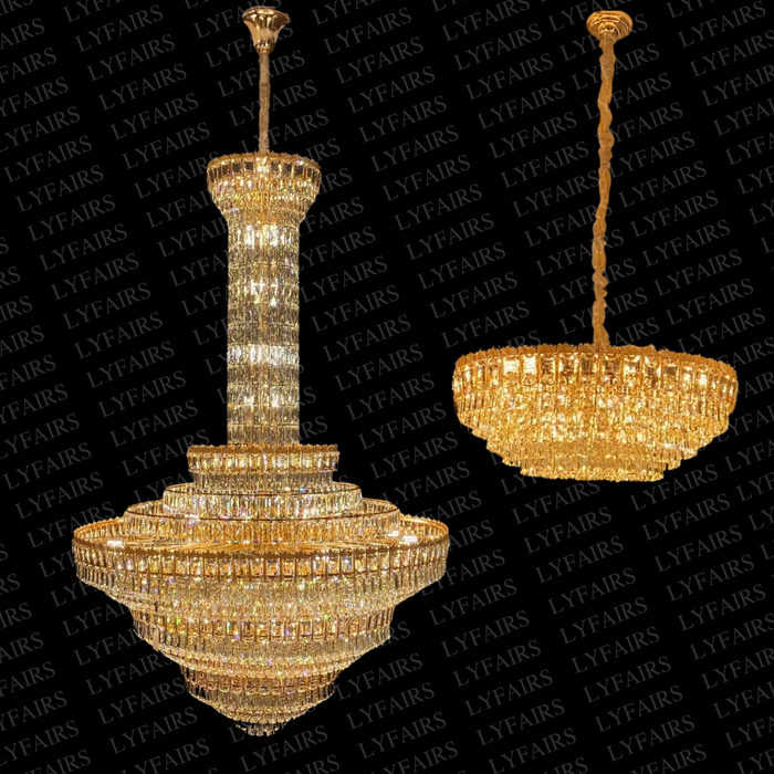 Luxury Multi-tiered Conical Funnel Crystal Chandelier for High Ceiling Living Room/Foyer/Lobby