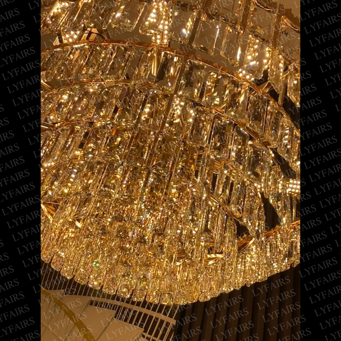 Luxury Multi-tiered Conical Funnel Crystal Chandelier for High Ceiling Living Room/Foyer/Lobby