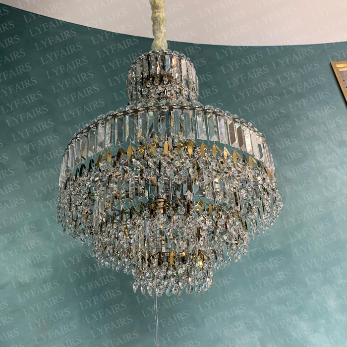 Luxury Empire Leaves Funnel Crystal Chandelier for Staircase/Foyer/Living Room