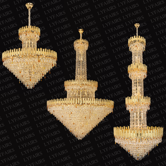 Luxury Golden Wheat Concial Funnel Crystal Chandelier for Living Room/Staircase/Foyer