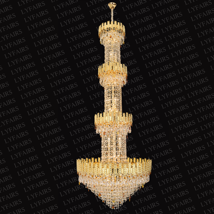 Luxury Golden Wheat Concial Funnel Crystal Chandelier for Living Room/Staircase/Foyer