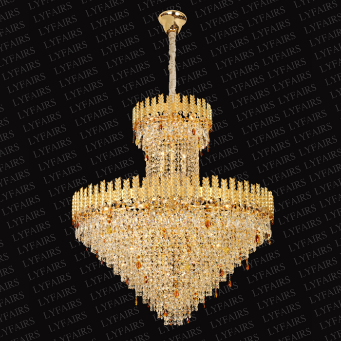 Luxury Golden Wheat Concial Funnel Crystal Chandelier for Living Room/Staircase/Foyer