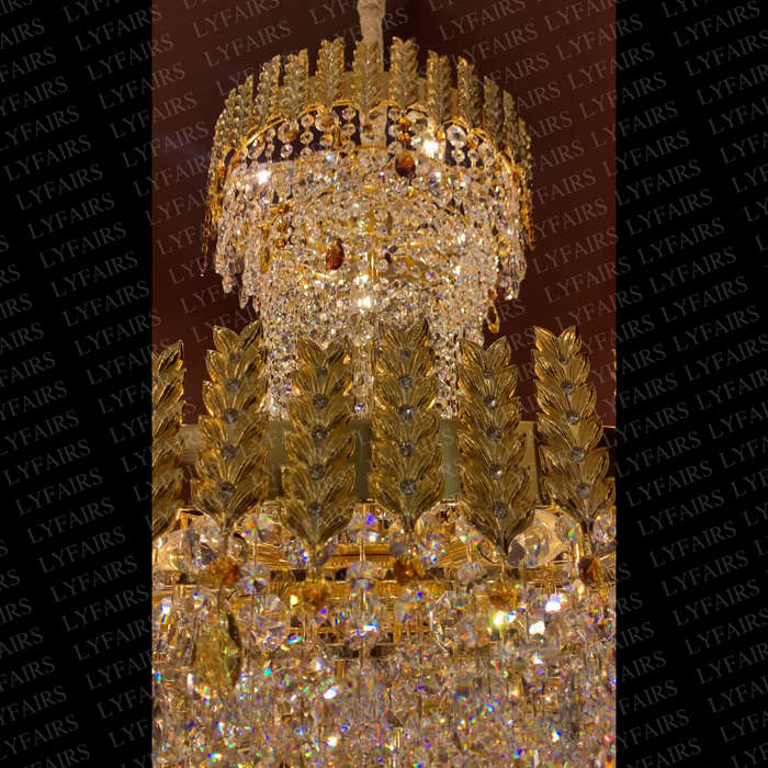 Luxury Golden Wheat Concial Funnel Crystal Chandelier for Living Room/Staircase/Foyer