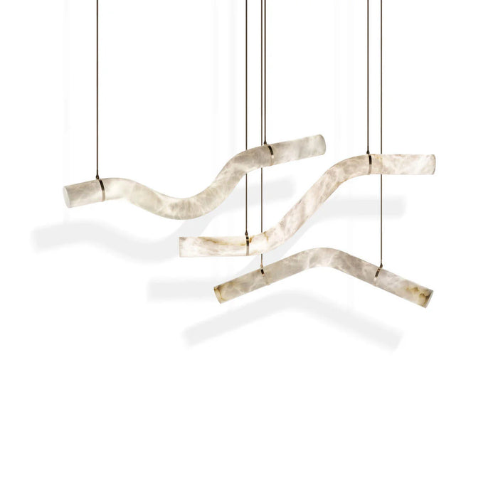 Modern Alabaster Curved Chandelier for Living/Dining Room