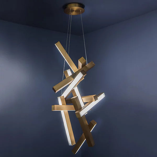 Modern Vertical Geometric Aluminum Pendant for Staircase/Foyer/High-ceiling