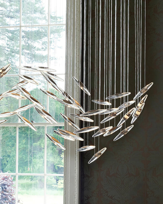 Modern Crystal Whispers LED Floating Light Fixture Artistic Chandelier for Hall