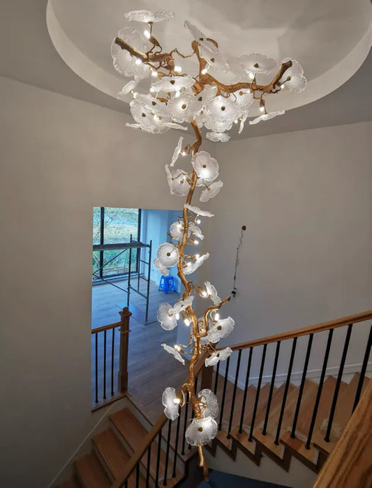 Flush Mount Mushroom Glass Chandelier for High-ceiling