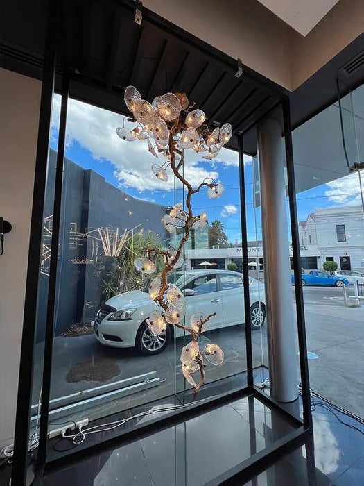 Flush Mount Mushroom Glass Chandelier for High-ceiling