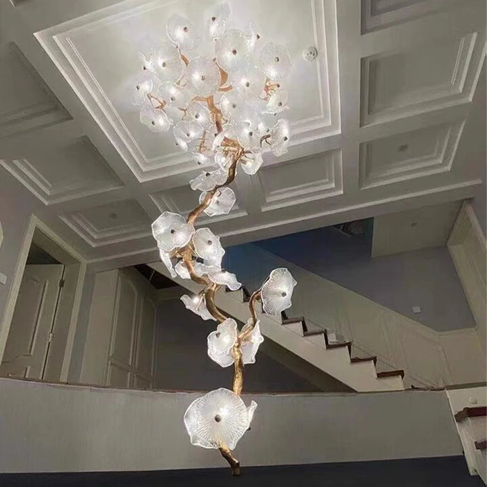 Flush Mount Mushroom Glass Chandelier for High-ceiling