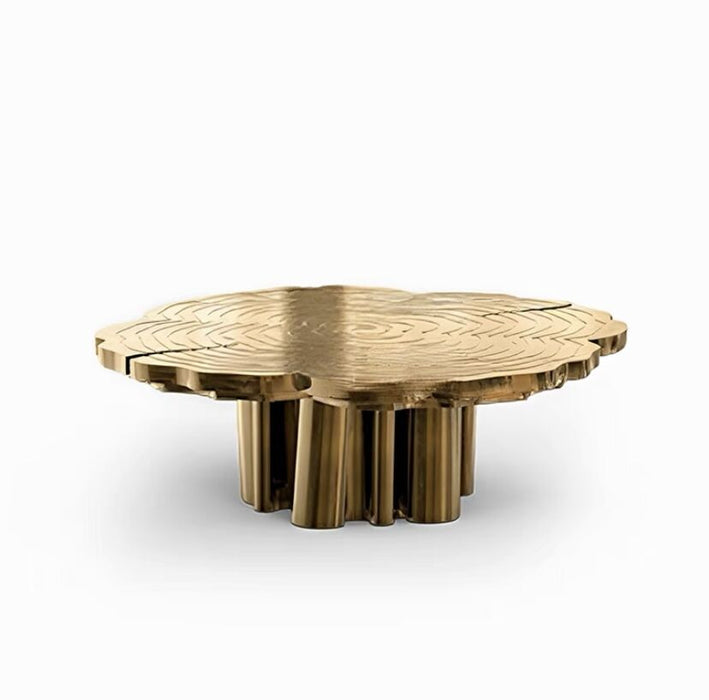 Tavolino da caffè artistico di lusso con moncone metallico in oro