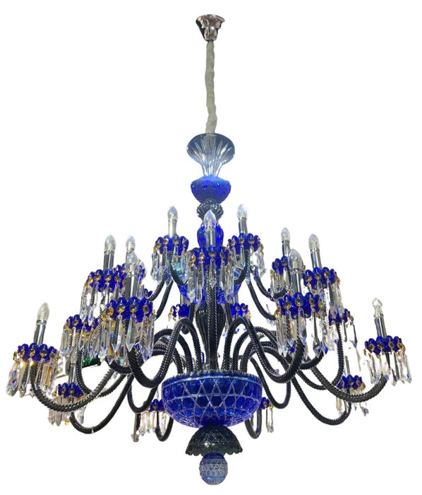 Luxury Candle Light Blue&Black Crystal Chandelier for Bedroom