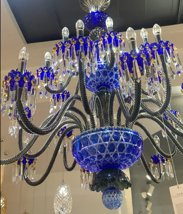 Luxury Candle Light Blue&Black Crystal Chandelier for Bedroom