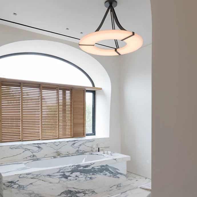 Modern Round Alabaster Chandelier for Low-ceiling