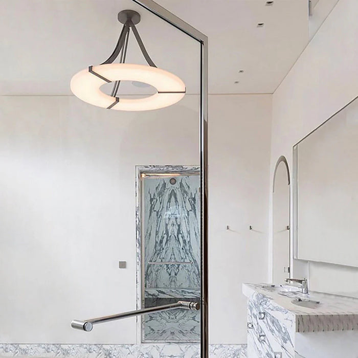 Modern Round Alabaster Chandelier for Low-ceiling