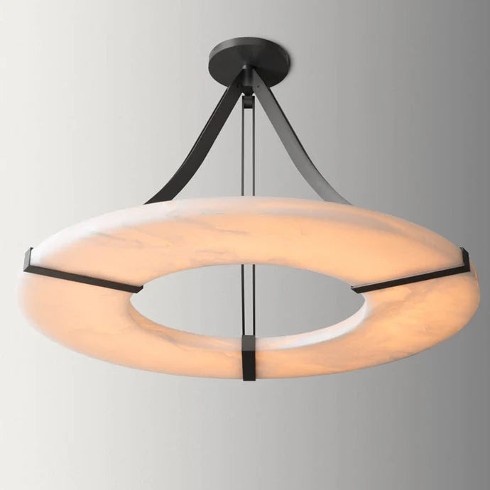 Modern Round Alabaster Chandelier for Low-ceiling