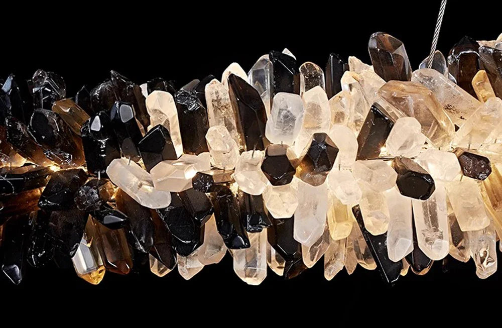 Modern Linear Natural Crystal Stick Chandelier