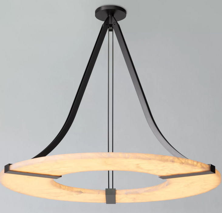 Modern Round Alabaster Chandelier for Low-ceiling