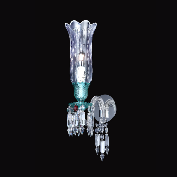 Luxury 1-Light Tiffany Green Crystal Wall Lamp