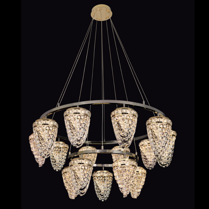 Modern Light Luxury 2-Tier Conch Crystal Chandelier