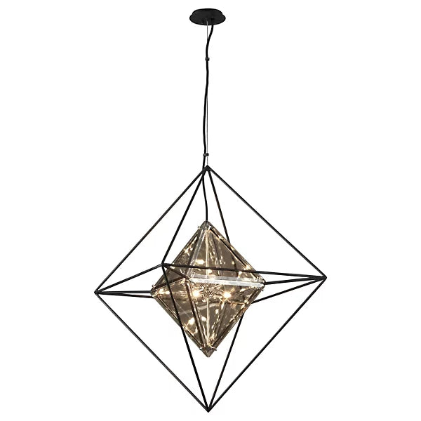 Modern Glass Shade Cube Chandelier