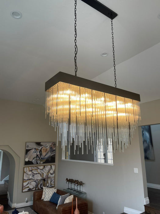 Modern Rectangular Waterfalls Glass Tubes Chandelier