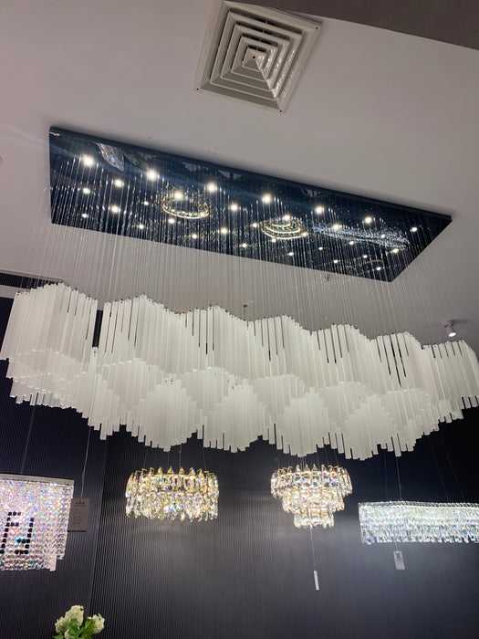 Modern Floating Star Glass Tube Chandelier