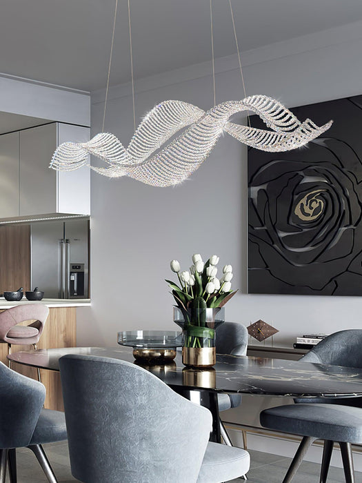 Modern Wavy Crystal Chandelier for Dining Room/Kitchen Island