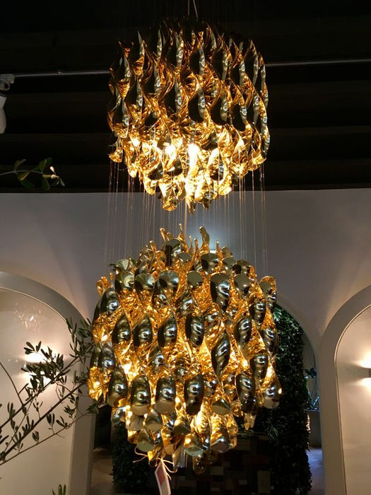 Modern Spiral Wave Chandelier in Silver/Gold