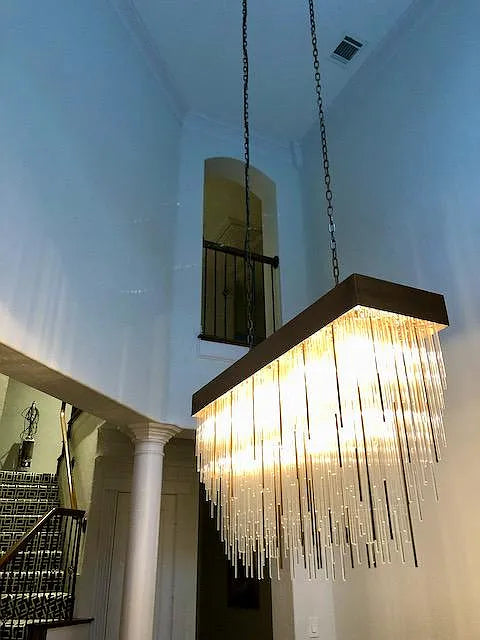 Modern Rectangular Waterfalls Glass Tubes Chandelier