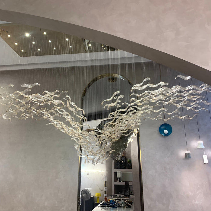 Modern Creative Luxury Seagull Shape Floating Leaves Chandelier for Kitchen Island/Dining Room