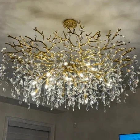 Affordable New French Style Branch Crystal Chandelier Crystal Leaves Ceiling Light Fixture