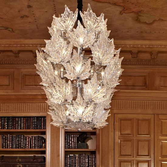 Modern Creative Clear Crystal Maple Leaf Chandelier for Living Room/Bedroom