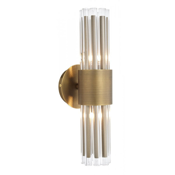 Modern Antique Brass and Glass Rod Wall Lamp